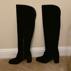 NWOT Franco Sarto Black Suede Over the Knee Pameline Boots 7M